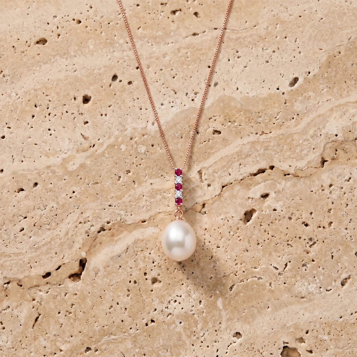 Rose Gold Pearl & Diamond & Ruby — Ottaviana