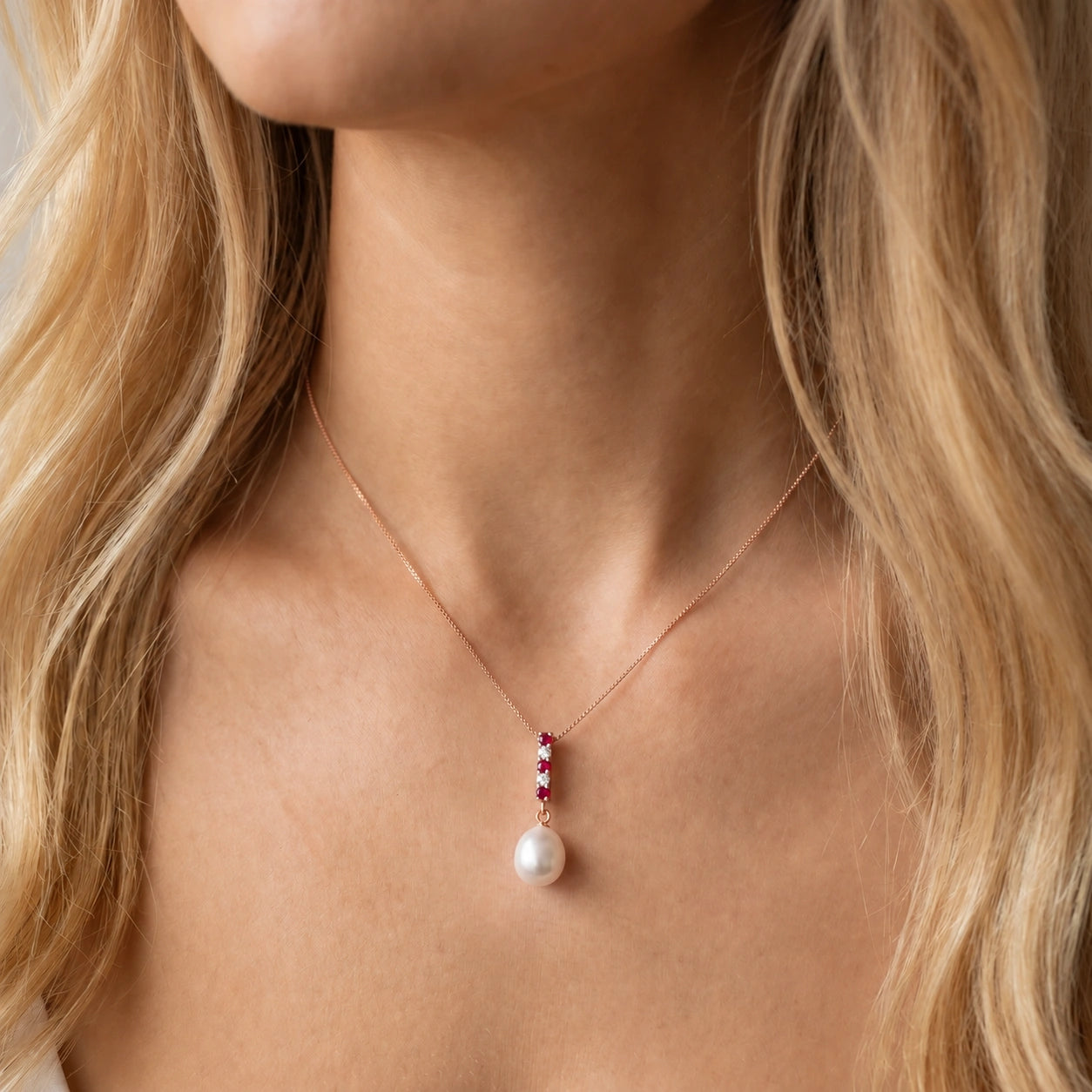 Rose Gold Pearl & Diamond & Ruby — Ottaviana