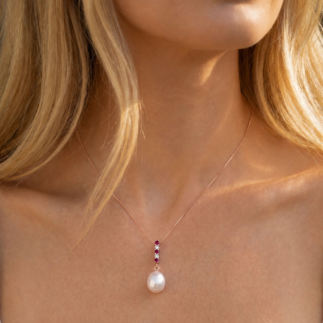 Rose Gold Pearl & Diamond & Ruby — Ottaviana