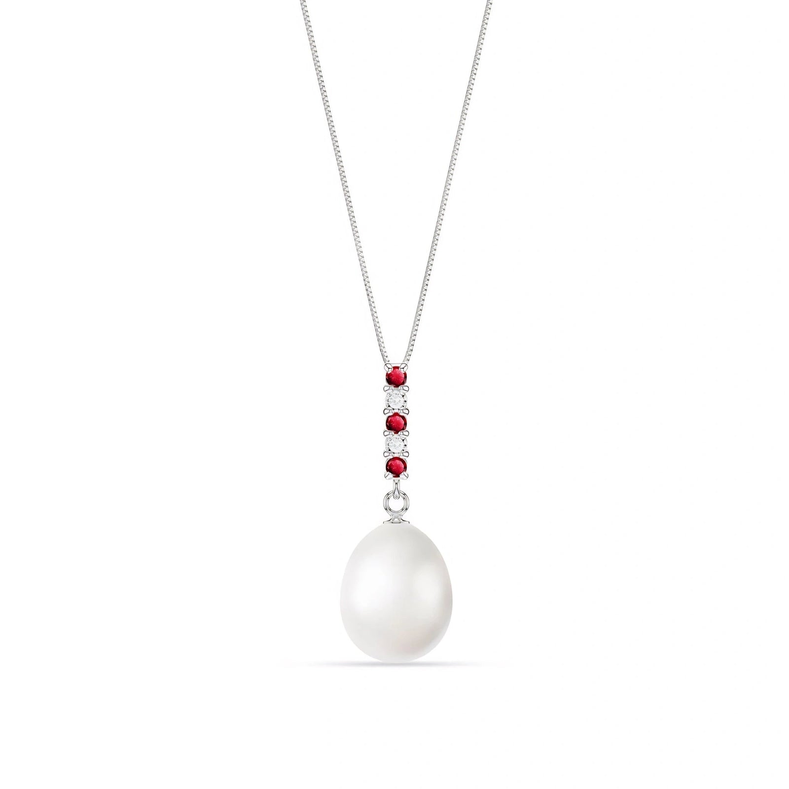 White Gold Pearl & Diamond & Ruby — Ottaviana