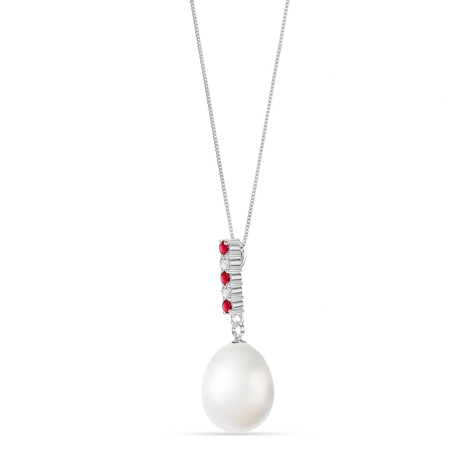 White Gold Pearl & Diamond & Ruby — Ottaviana
