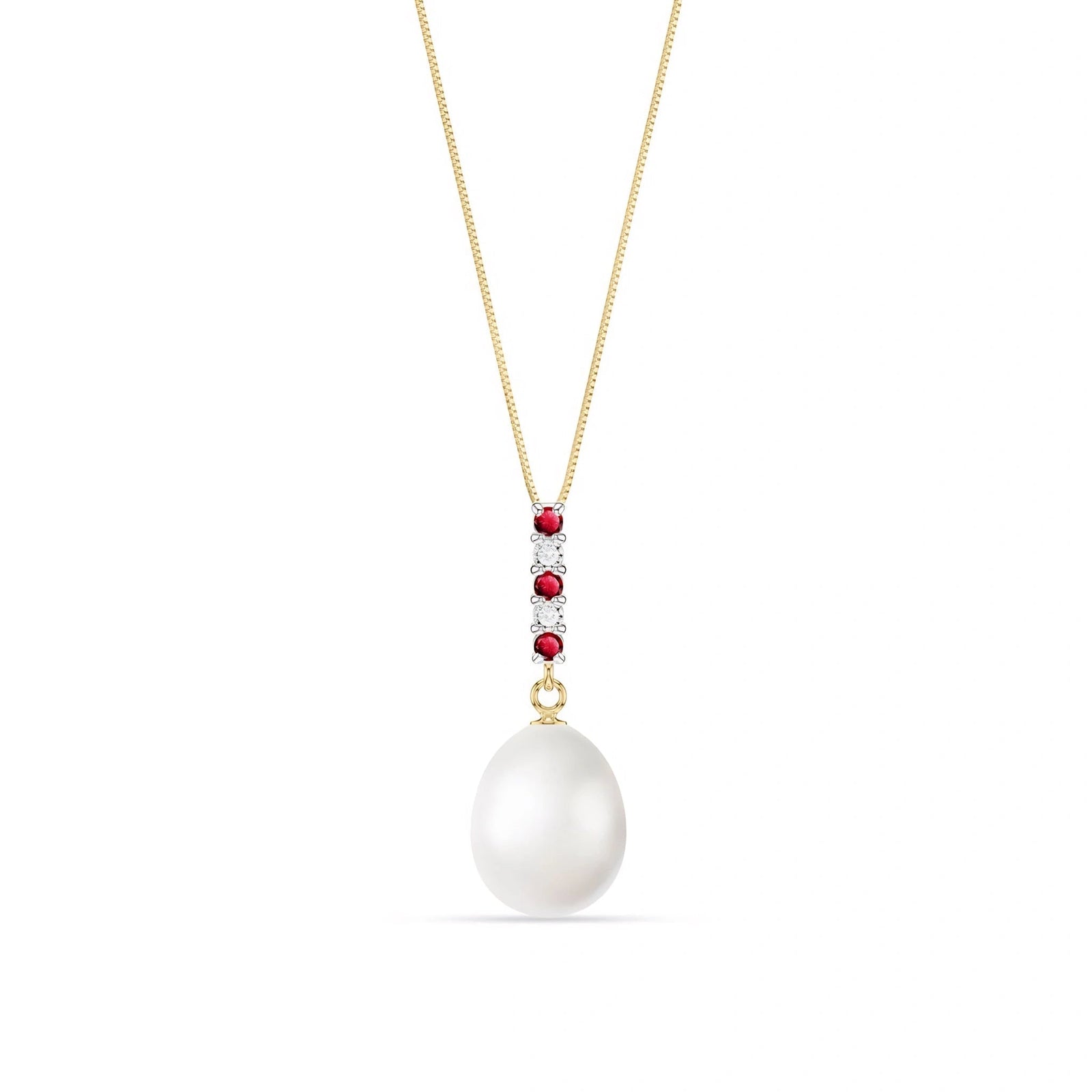 Yellow Gold Pearl & Diamond & Ruby — Ottaviana