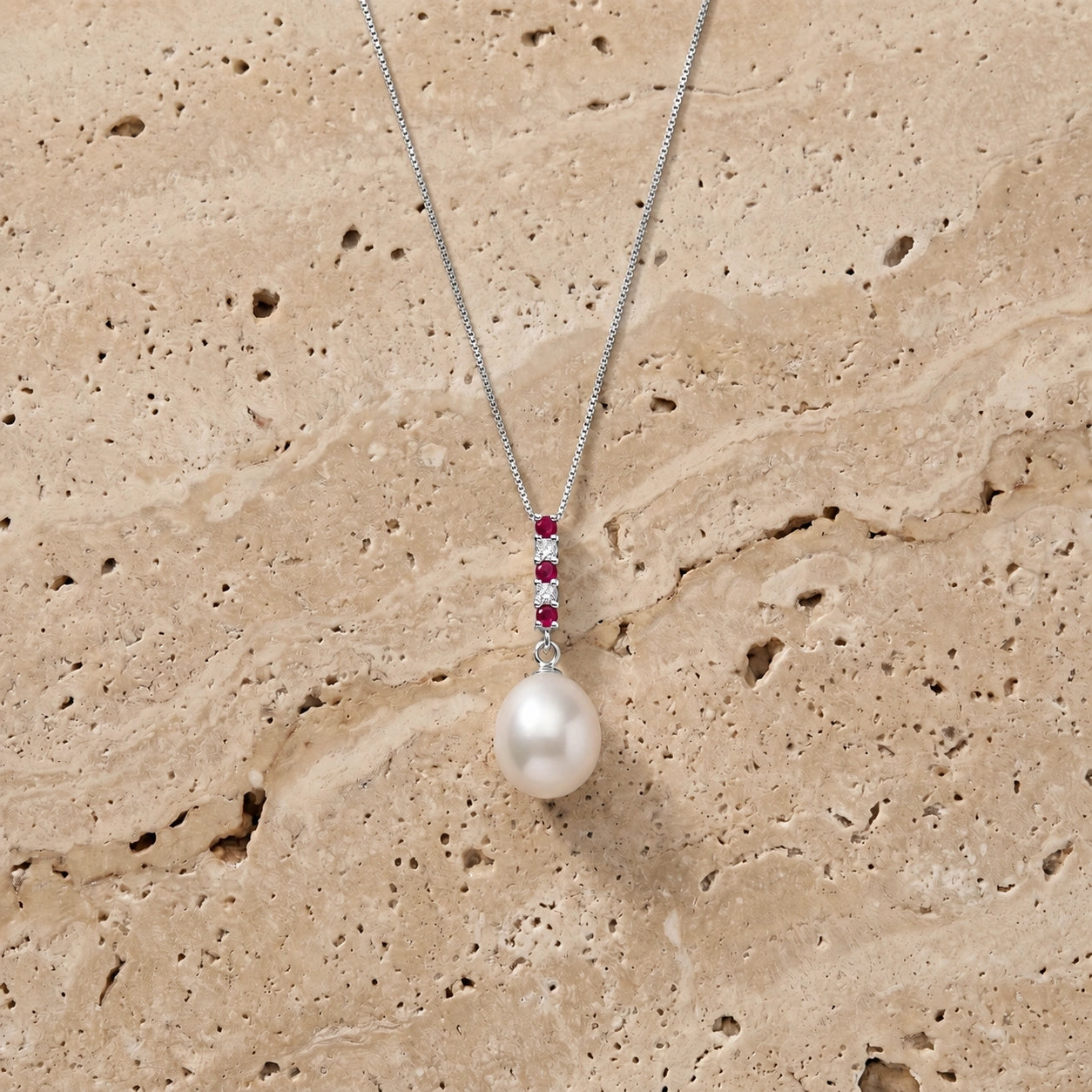 White Gold Pearl & Ruby — Ottaviana