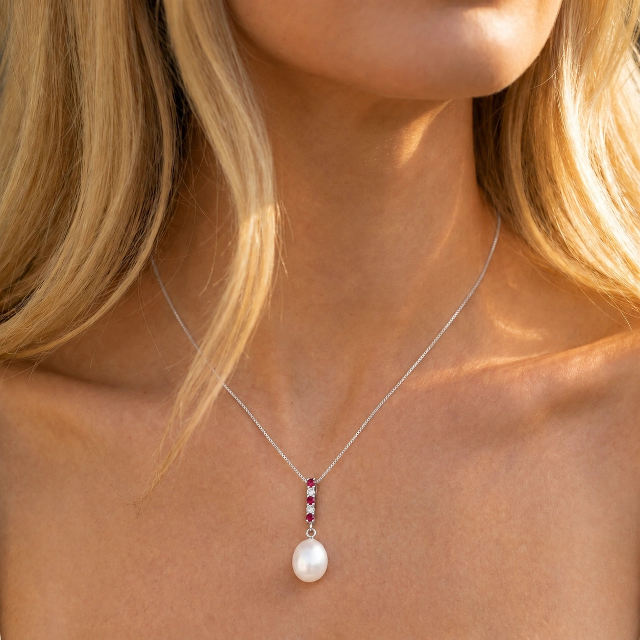 White Gold Pearl & Ruby — Ottaviana