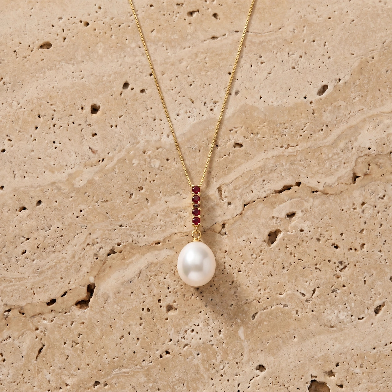 Yellow Gold Pearl & Ruby — Ottaviana