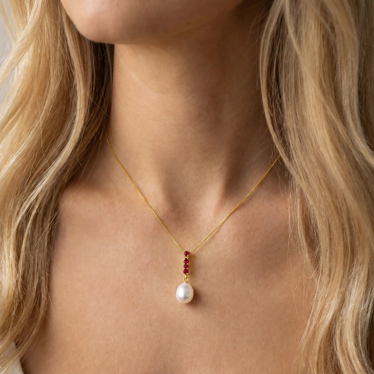Yellow Gold Pearl & Ruby — Ottaviana