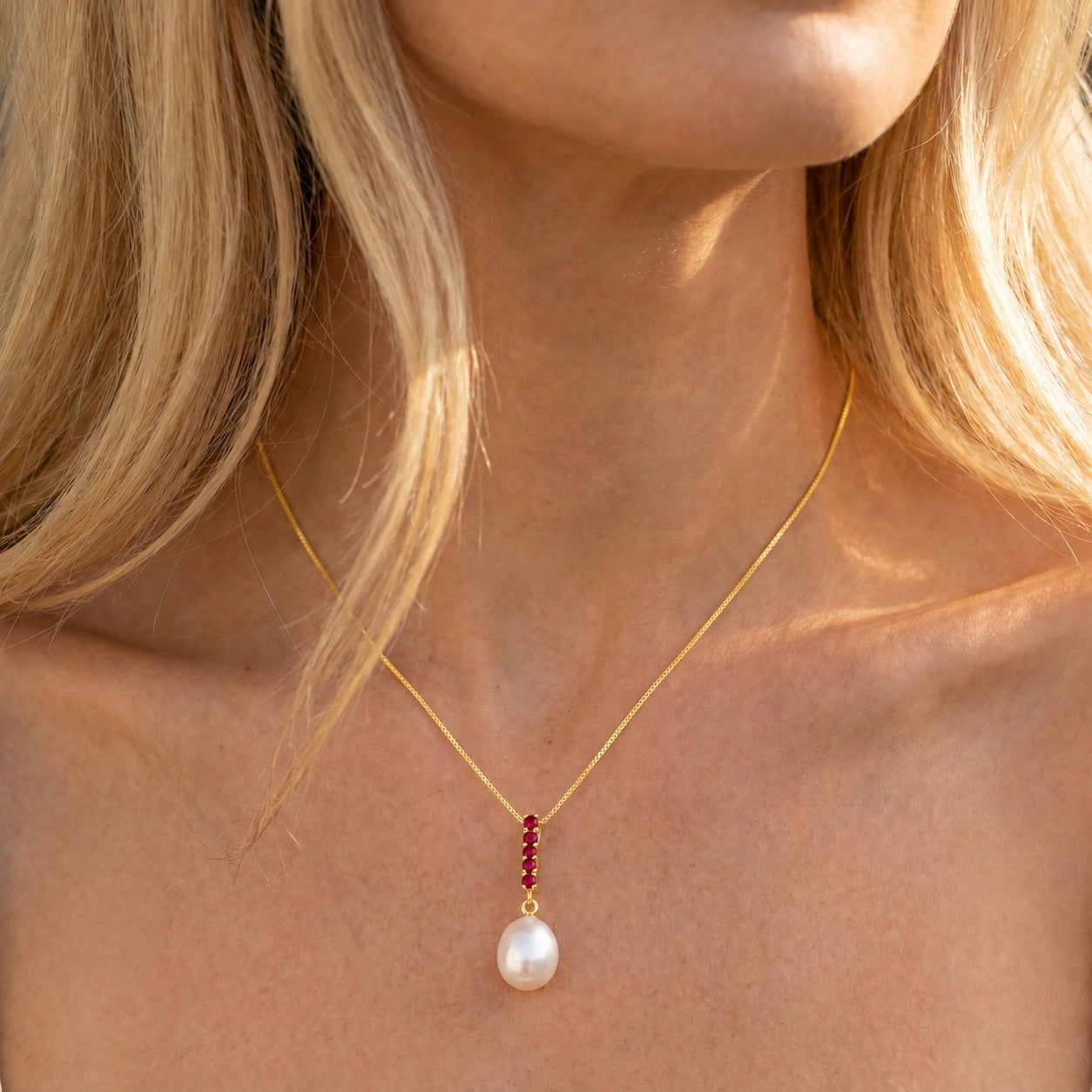 Yellow Gold Pearl & Ruby — Ottaviana