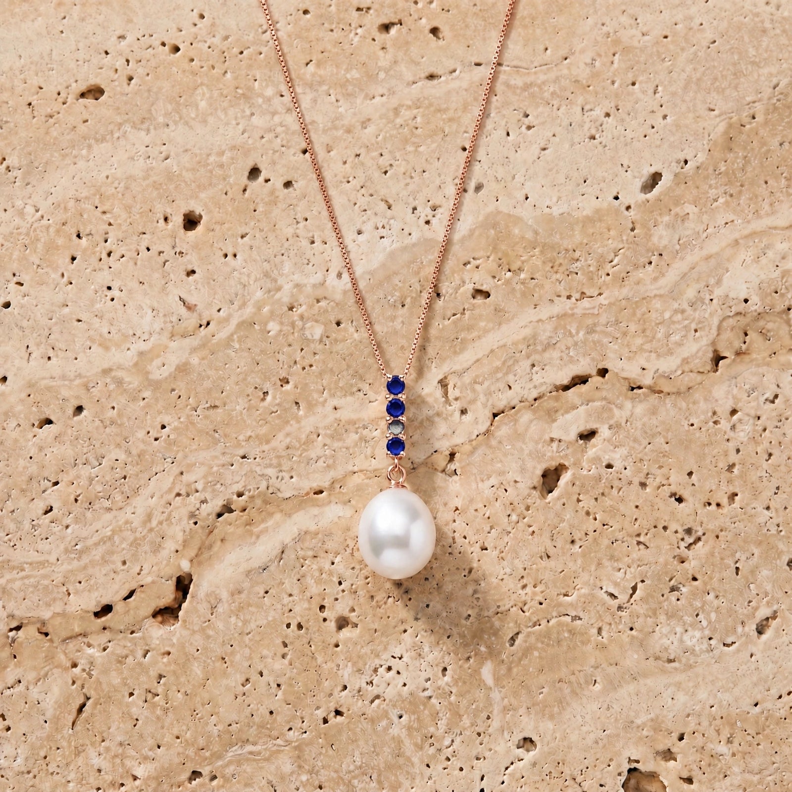 Rose Gold Pearl & Sapphire — Ottaviana