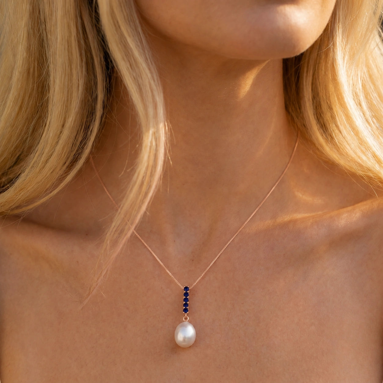 Rose Gold Pearl & Sapphire — Ottaviana
