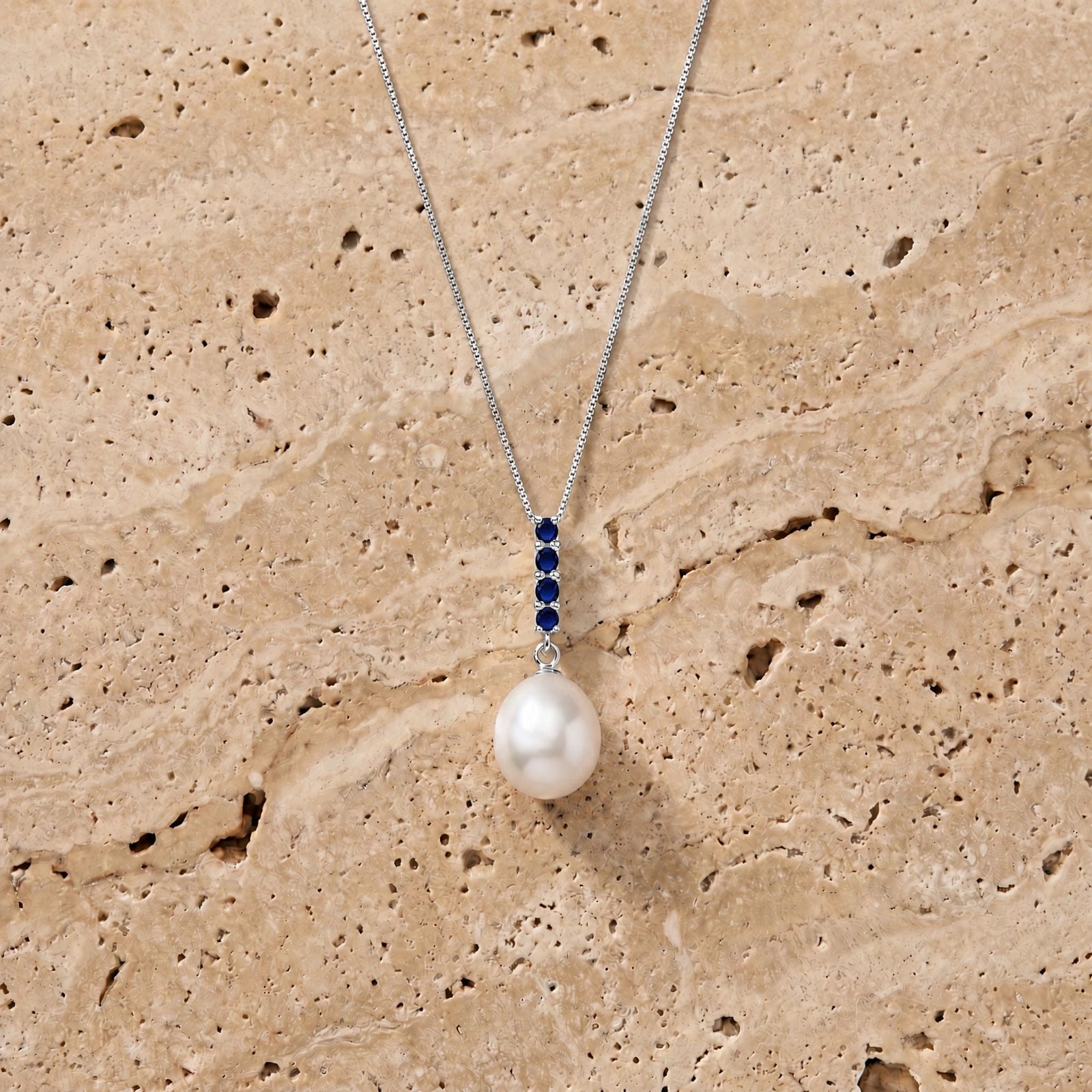 White Gold Pearl & Sapphire — Ottaviana