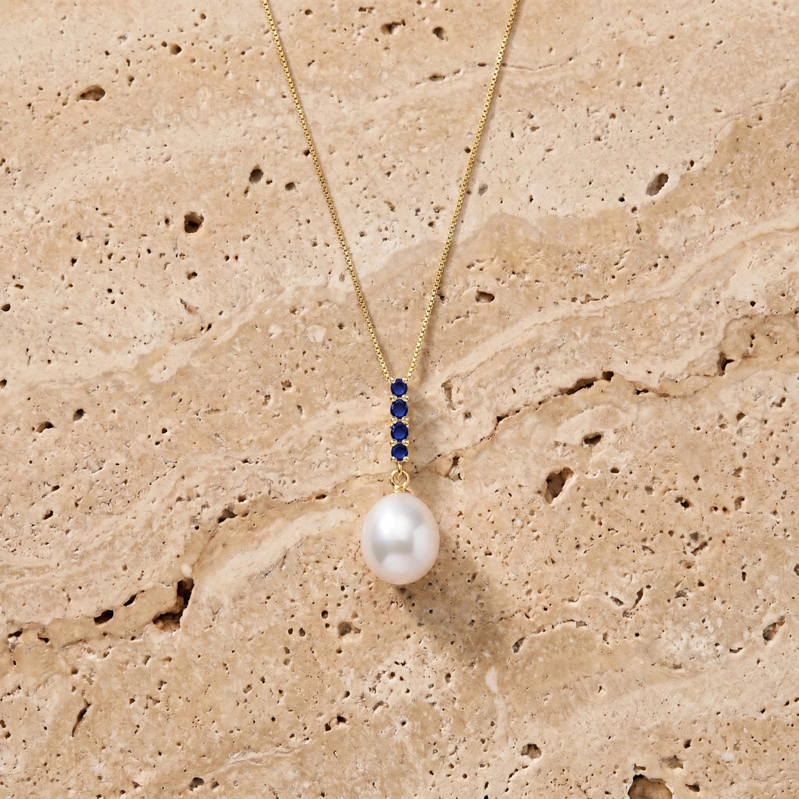Yellow Gold Pearl & Sapphire — Ottaviana