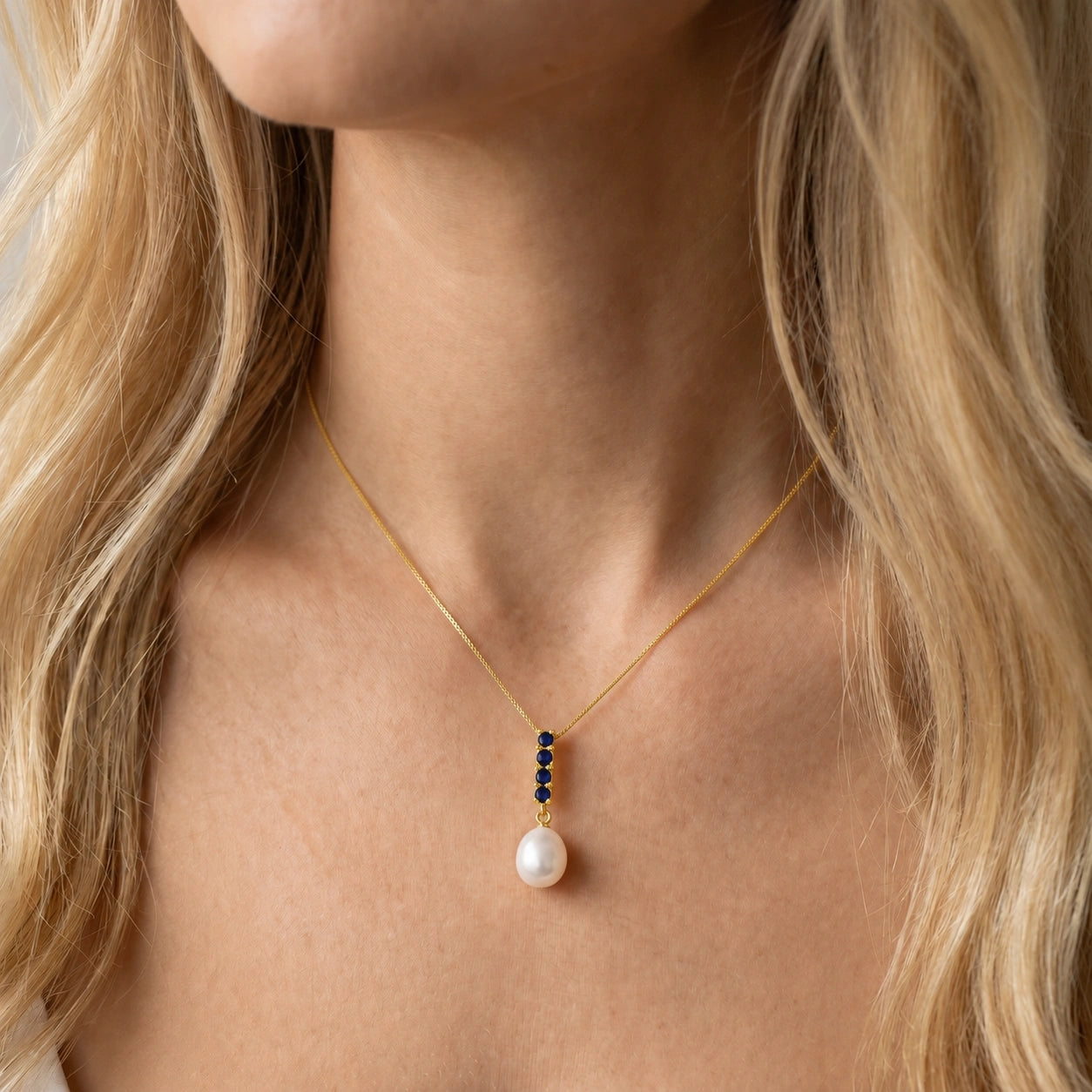Yellow Gold Pearl & Sapphire — Ottaviana