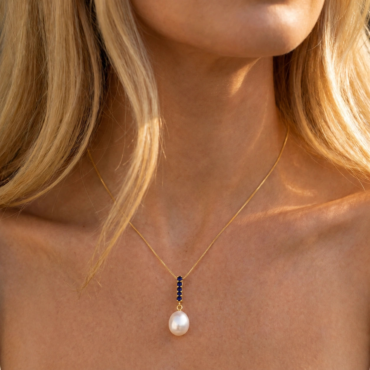 Yellow Gold Pearl & Sapphire — Ottaviana