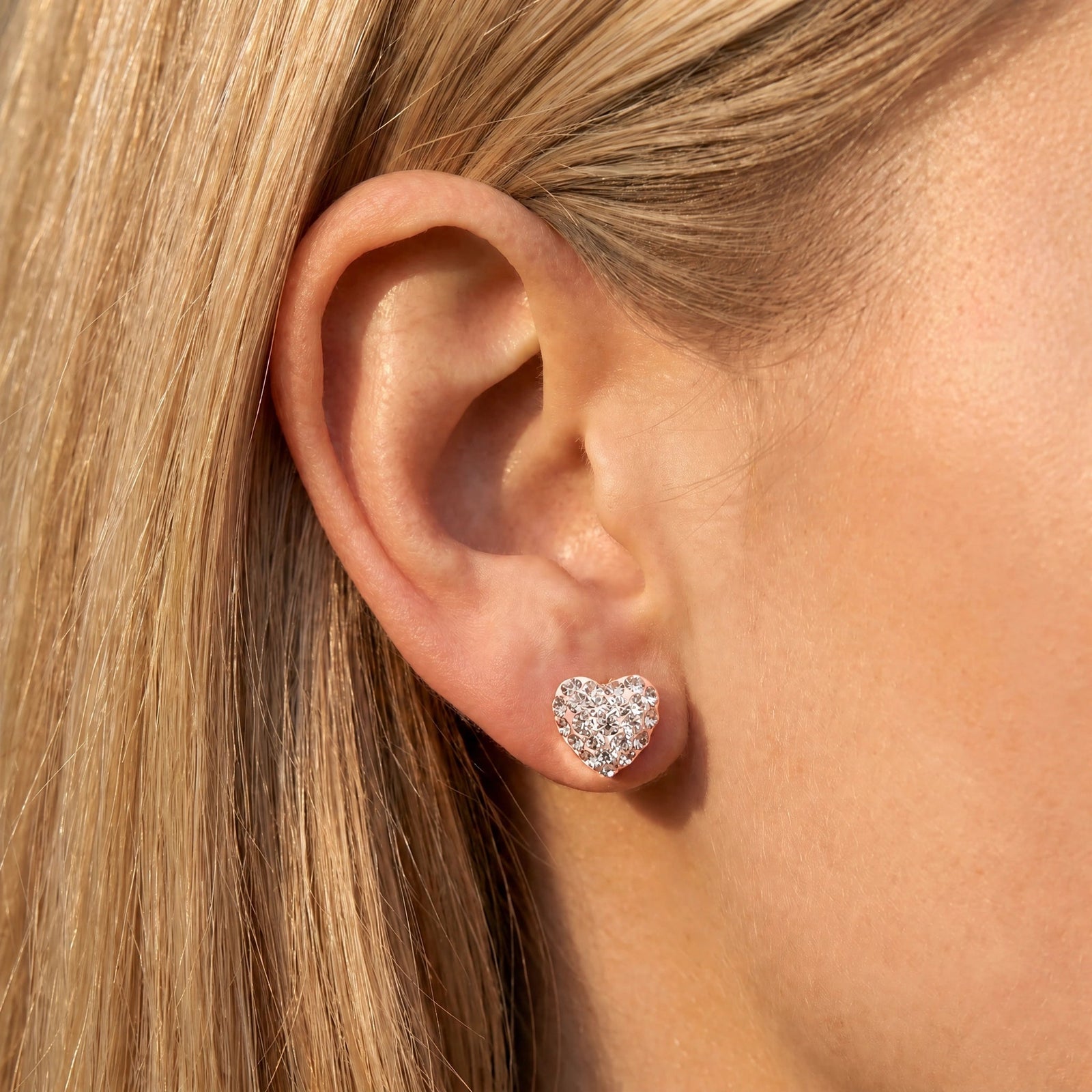 Rose Gold Heart Earrings Zirconia 10K — Ester