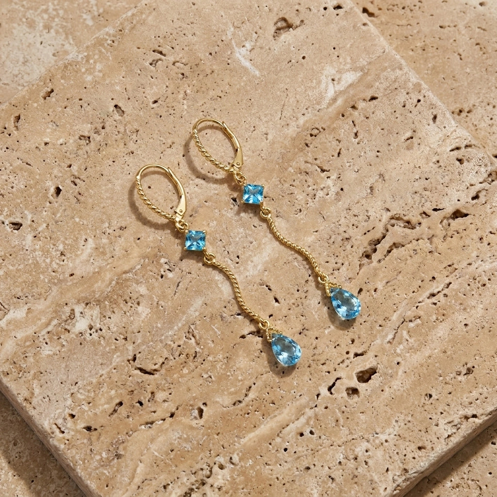 Yellow Gold Blue Topaz — Mariagiuseppina