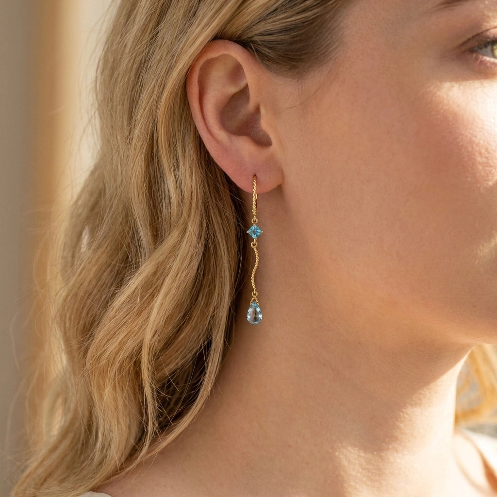 Yellow Gold Blue Topaz — Mariagiuseppina