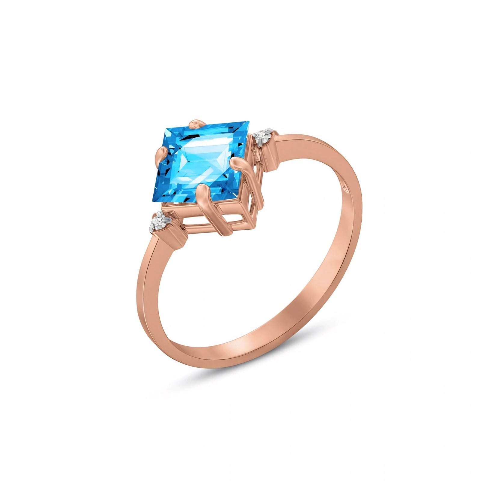 Rose Gold Belle Ring Blue Topaz 10K — Luciana