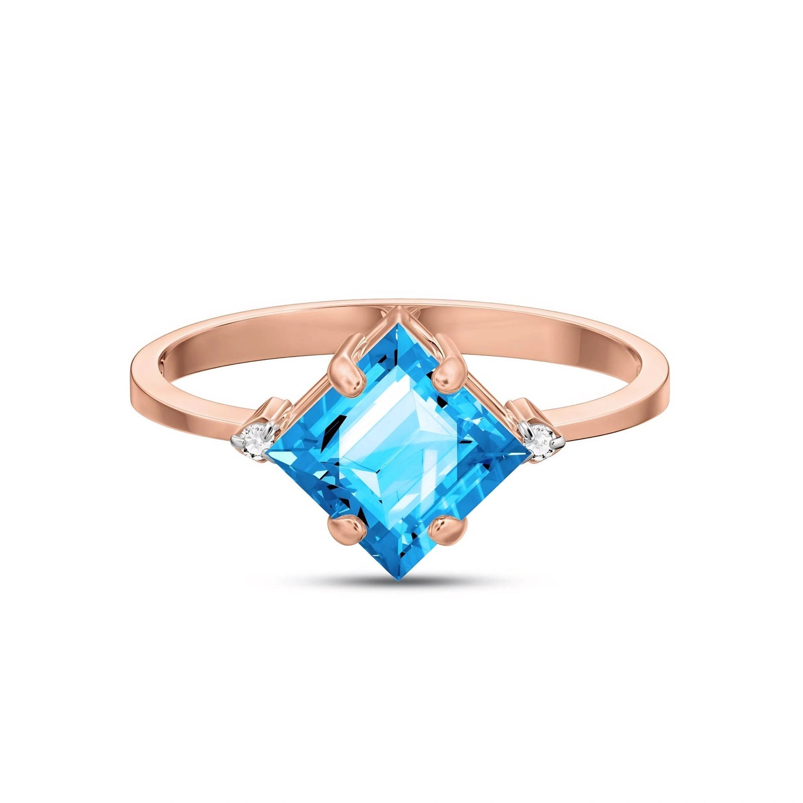 Rose Gold Belle Ring Blue Topaz 10K — Luciana
