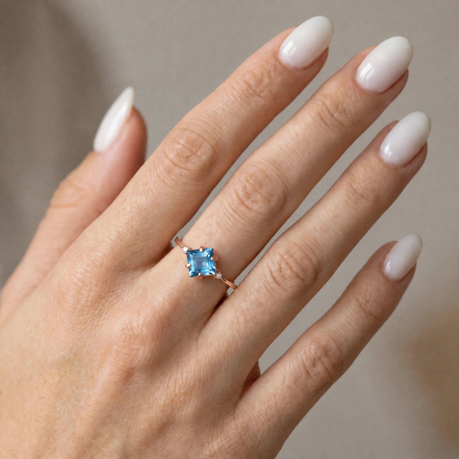 Rose Gold Belle Ring Blue Topaz 10K — Luciana