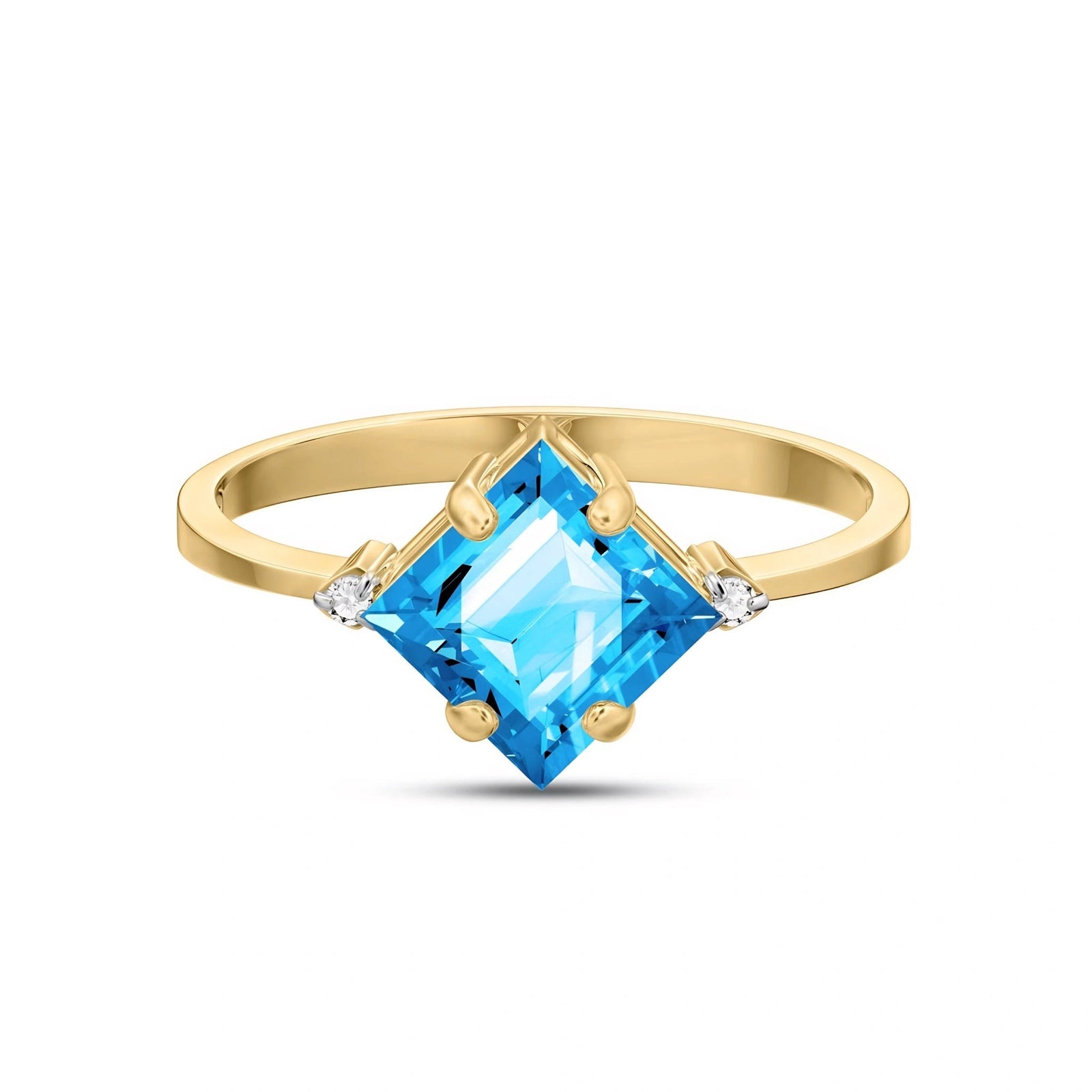 Yellow Gold Belle Ring Blue Topaz 10K — Luciana