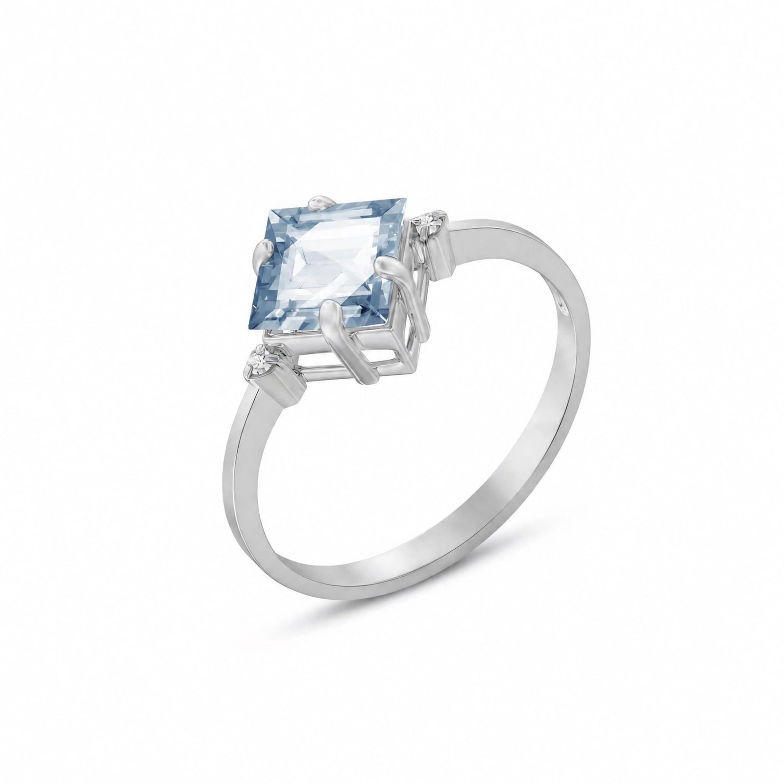 White Gold Belle Ring Aquamarine 10K — Luciana