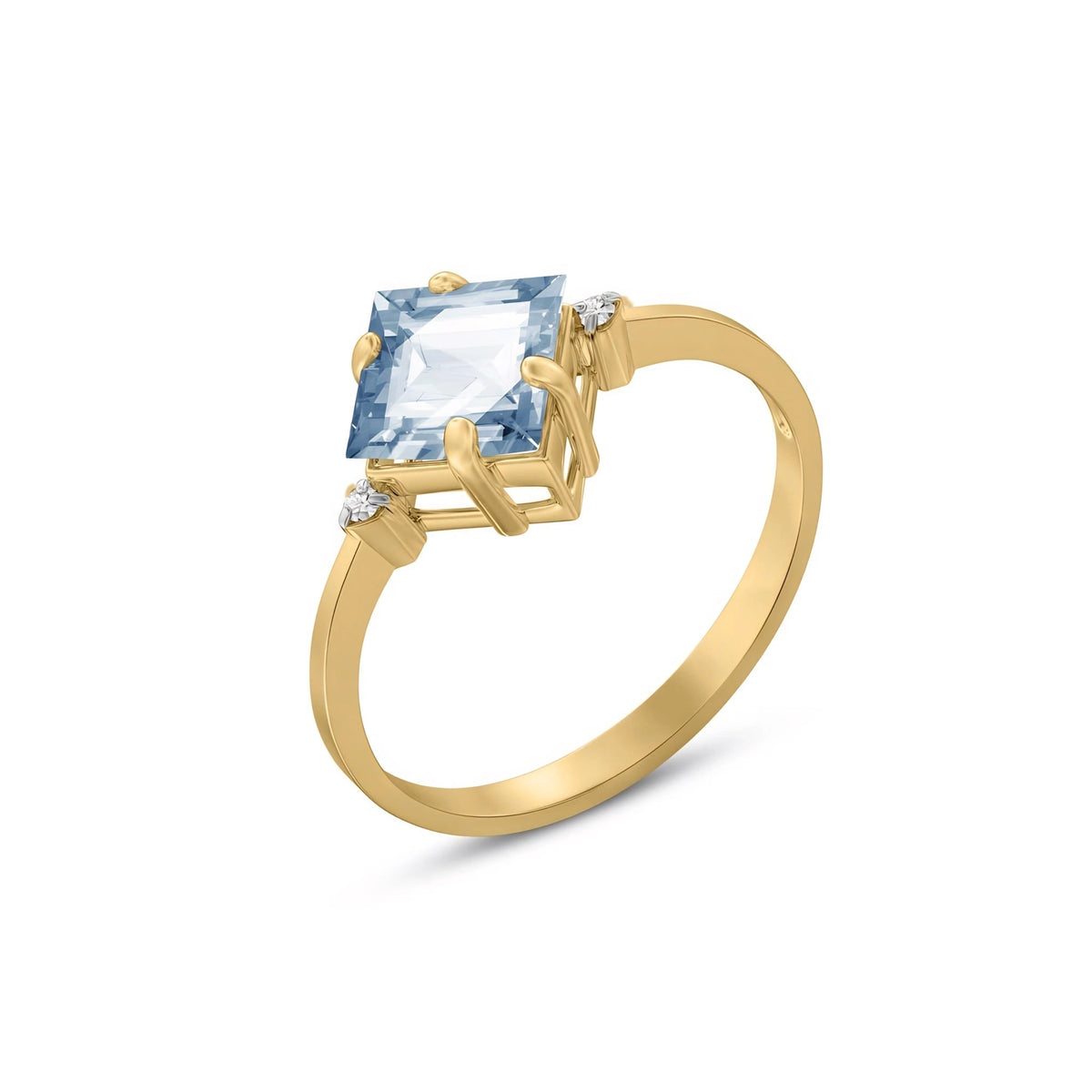 Yellow Gold Belle Ring Aquamarine 10K — Luciana