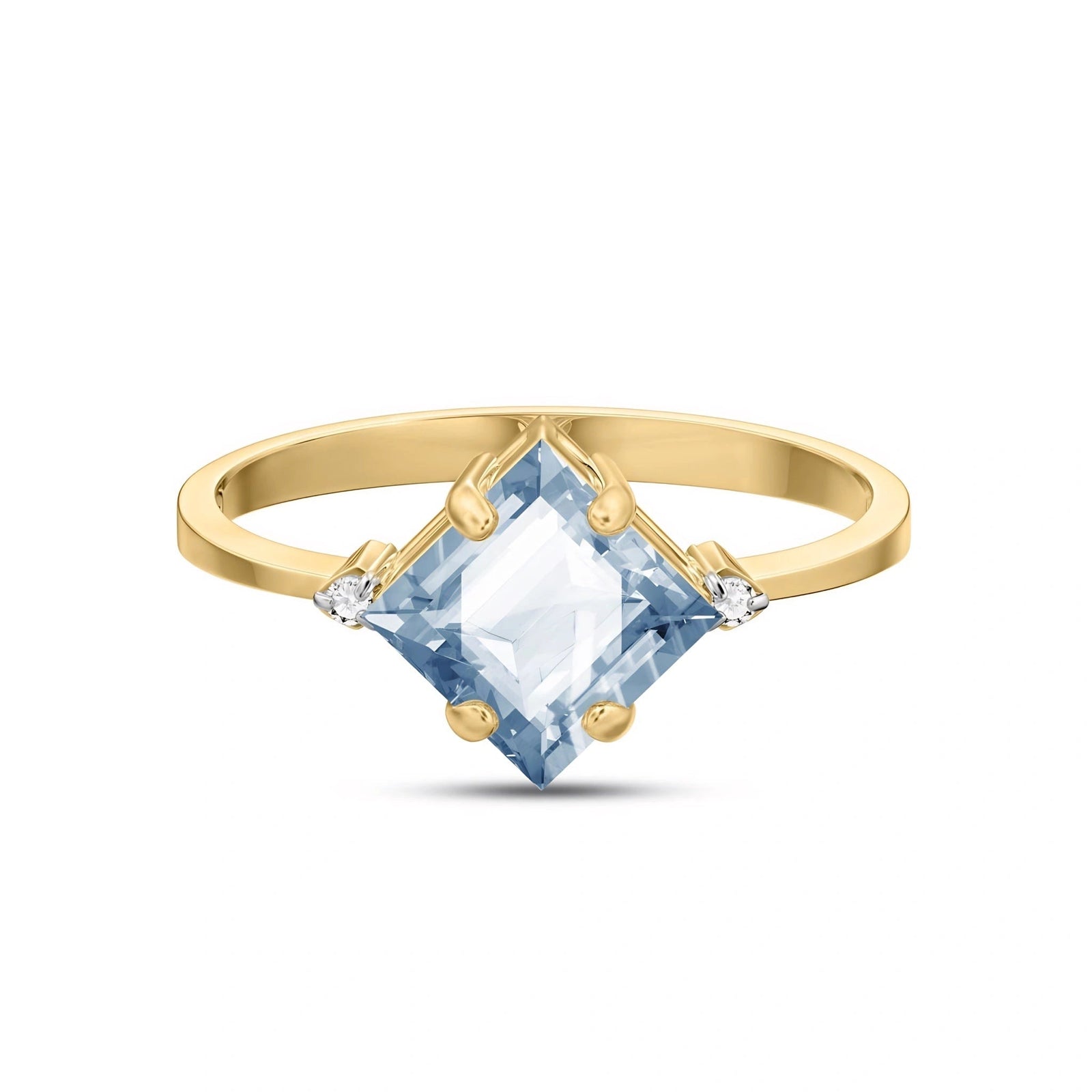 Yellow Gold Belle Ring Aquamarine 10K — Luciana