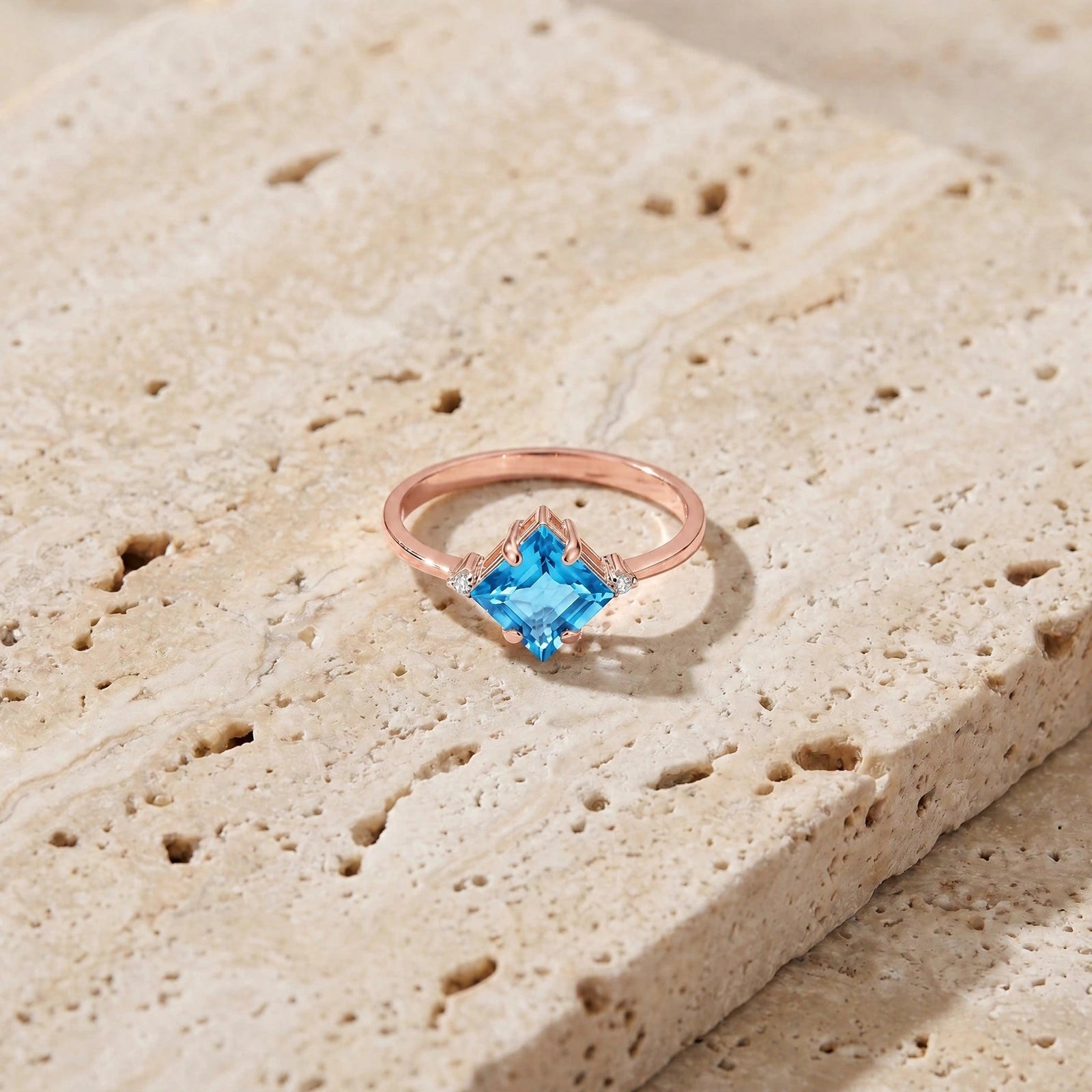Rose Gold Blue Topaz & Diamond — Paloma