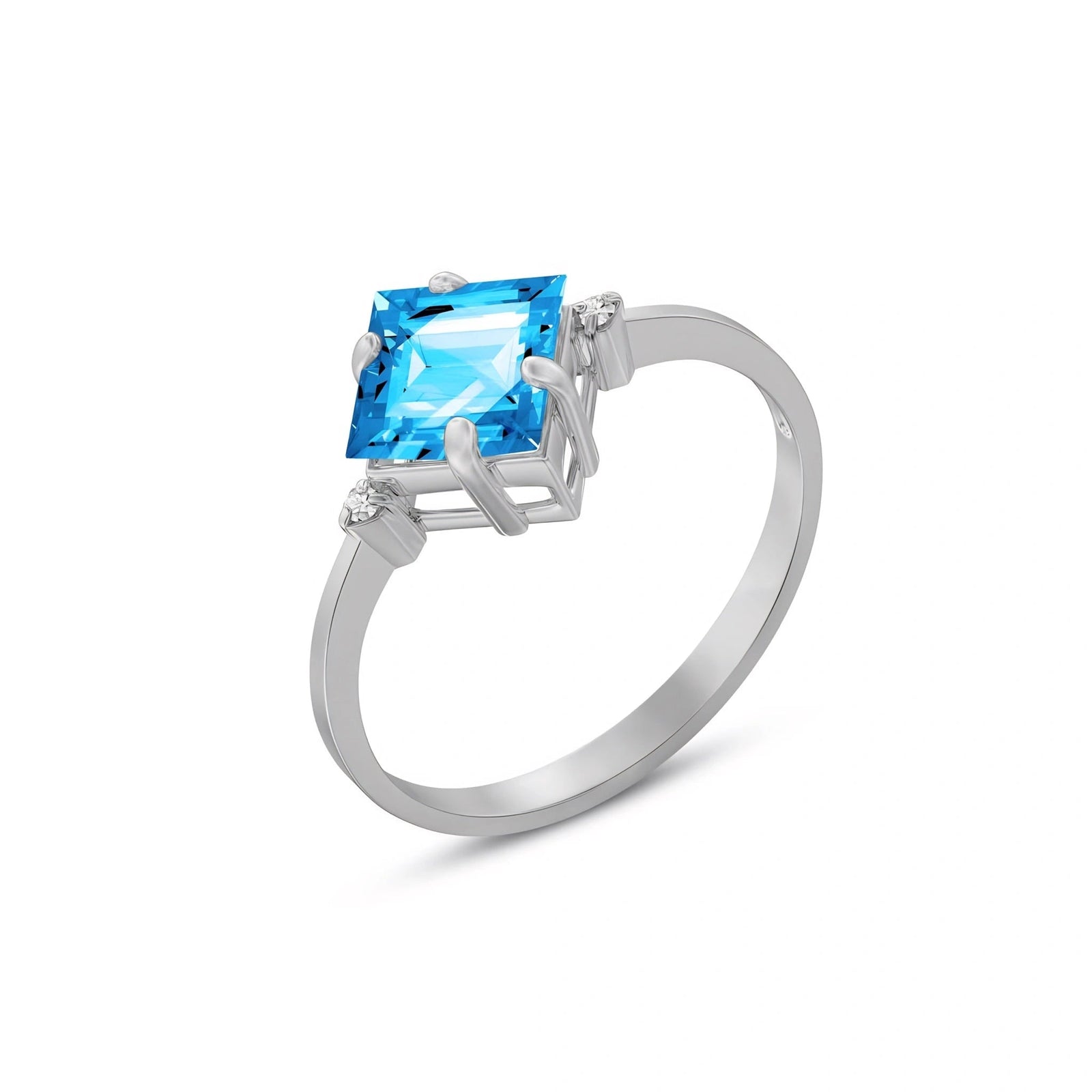 White Gold Blue Topaz & Diamond — Paloma