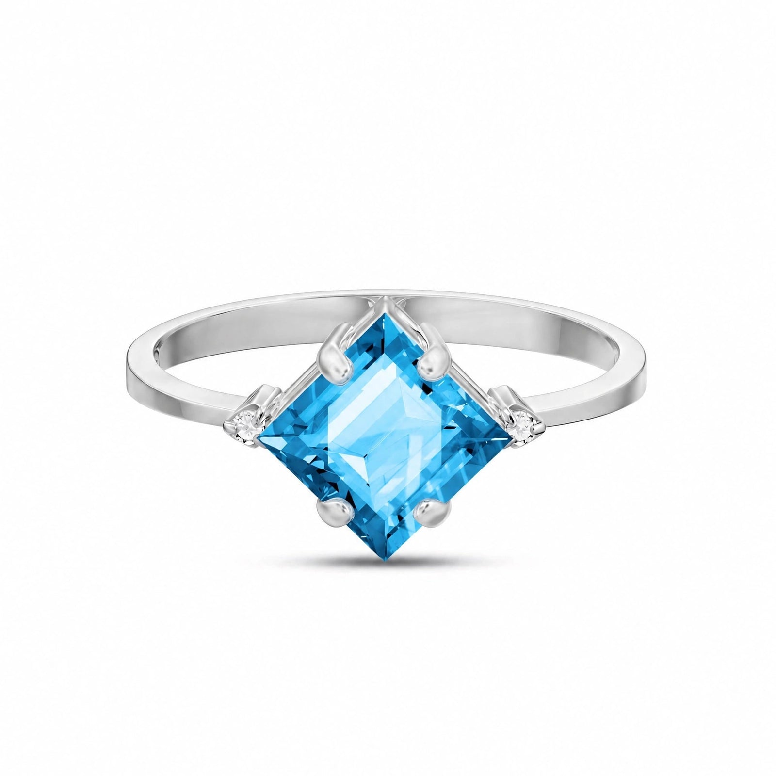 White Gold Blue Topaz & Diamond — Paloma