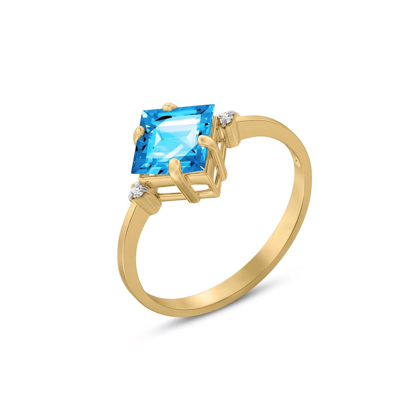 Yellow Gold Blue Topaz & Diamond — Paloma