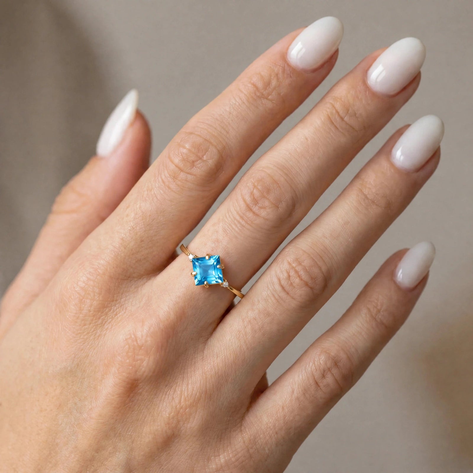 Yellow Gold Blue Topaz & Diamond — Paloma