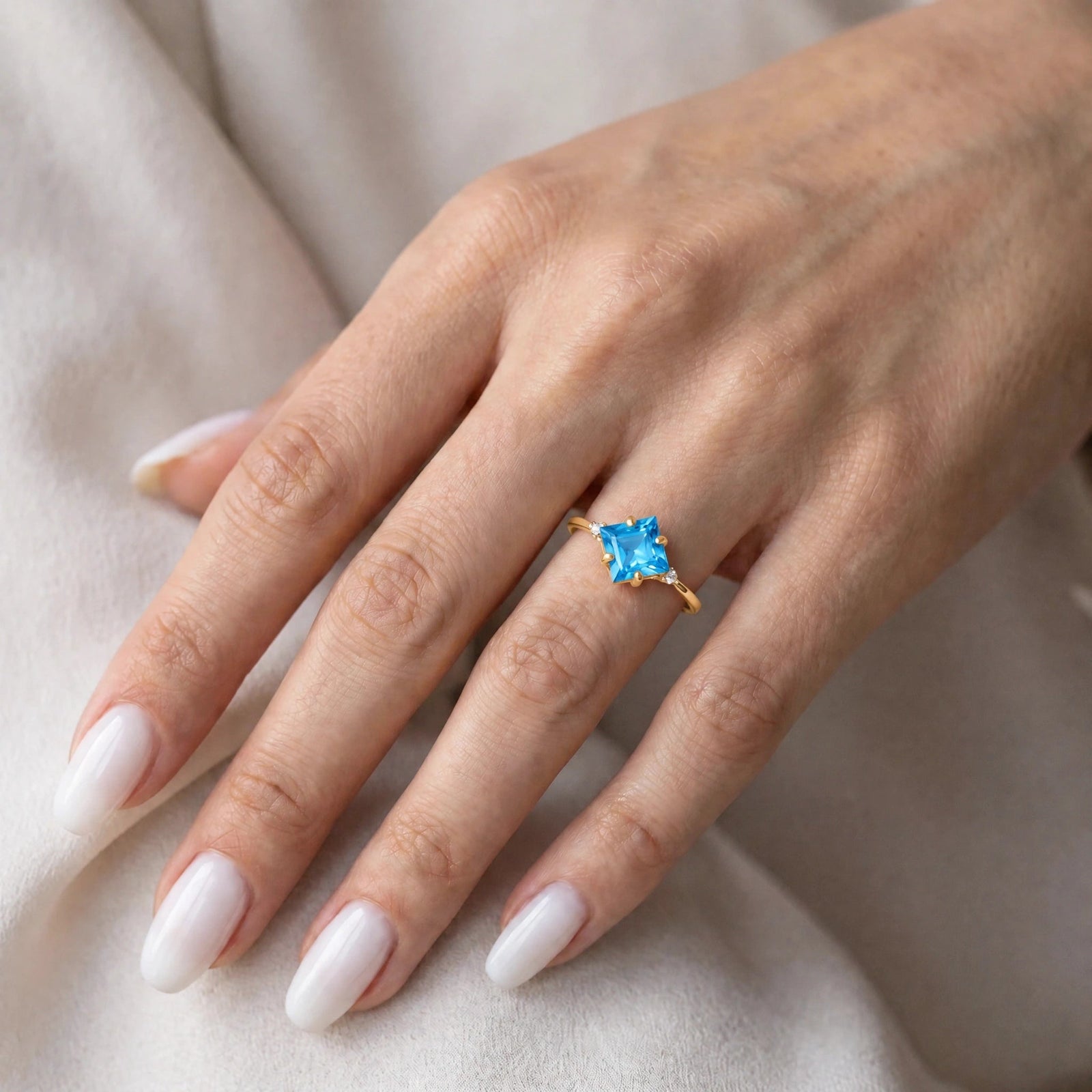 Yellow Gold Blue Topaz & Diamond — Paloma