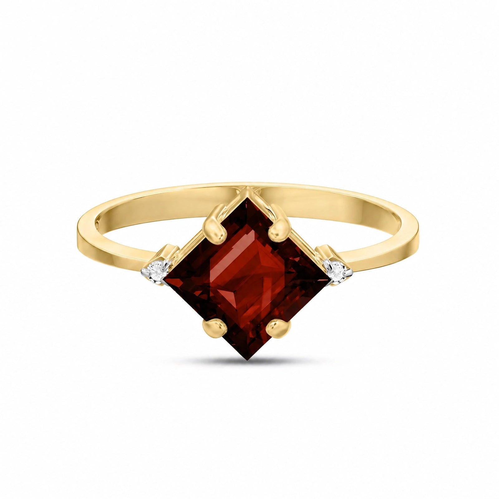 Yellow Gold Belle Ring Garnet 10K — Luciana