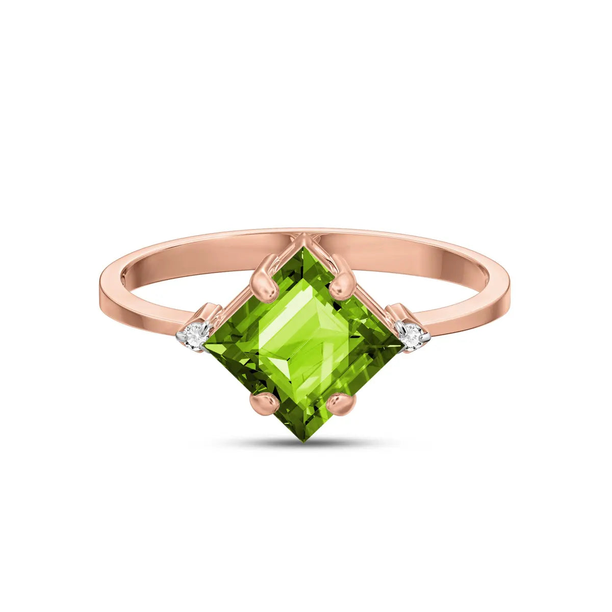 Rose Gold Belle Ring Peridot 10K — Luciana