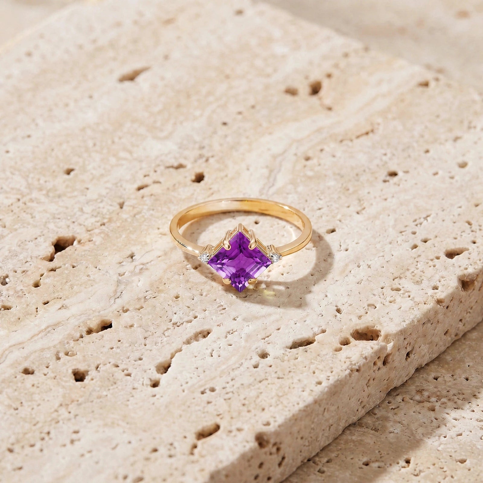 Yellow Gold Diamond & Amethyst — Paloma