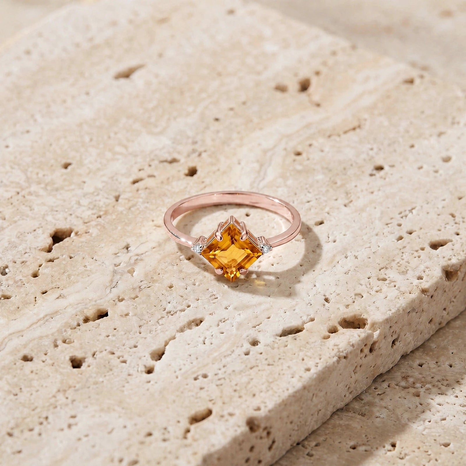 Rose Gold Belle Ring Citrine 10K — Luciana