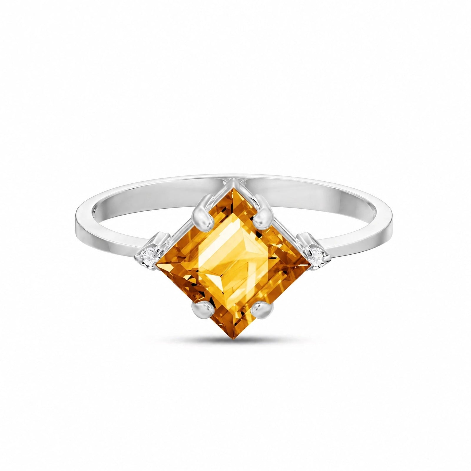 White Gold Belle Ring Citrine 10K — Luciana