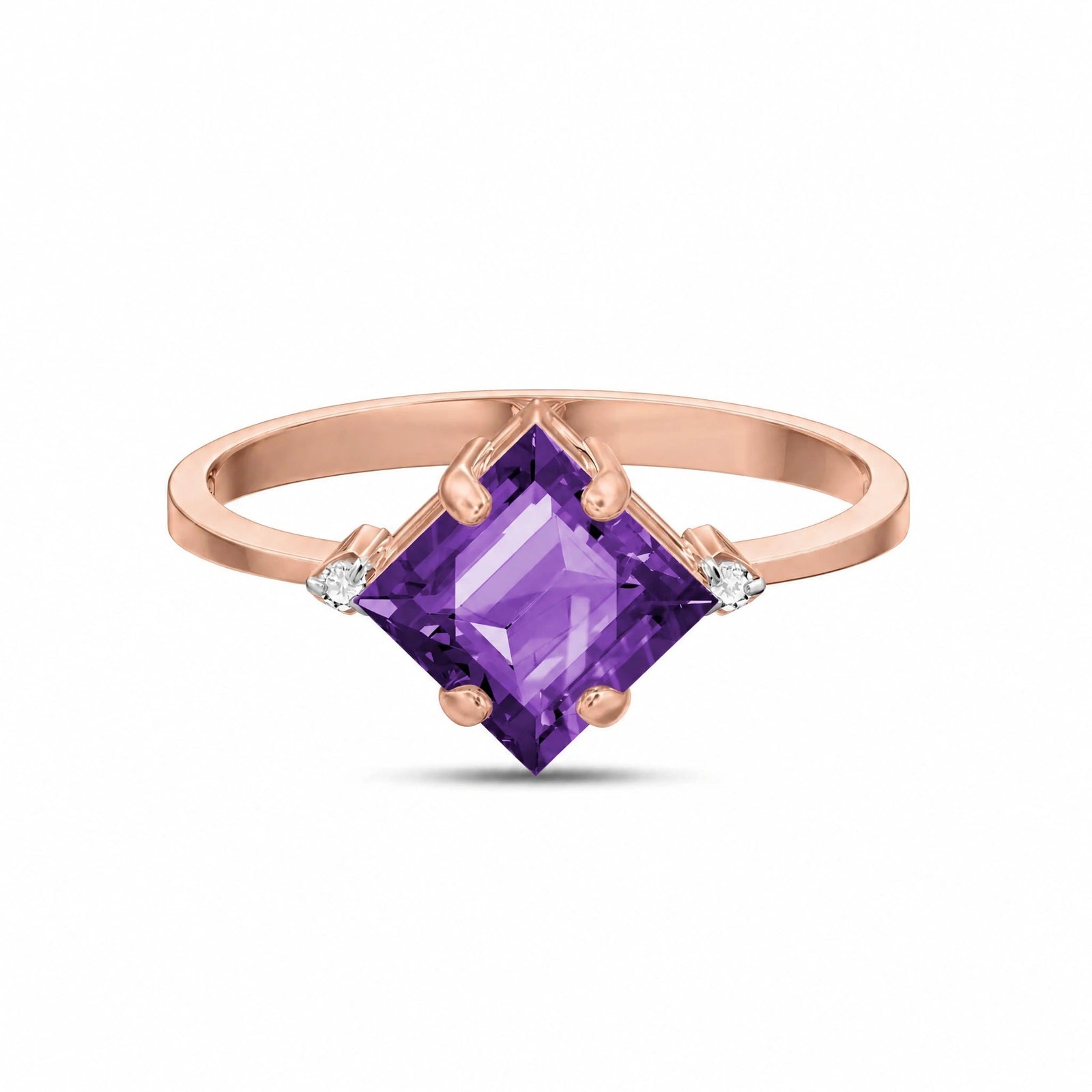 Rose Gold Belle Ring Amethyst 10K — Luciana