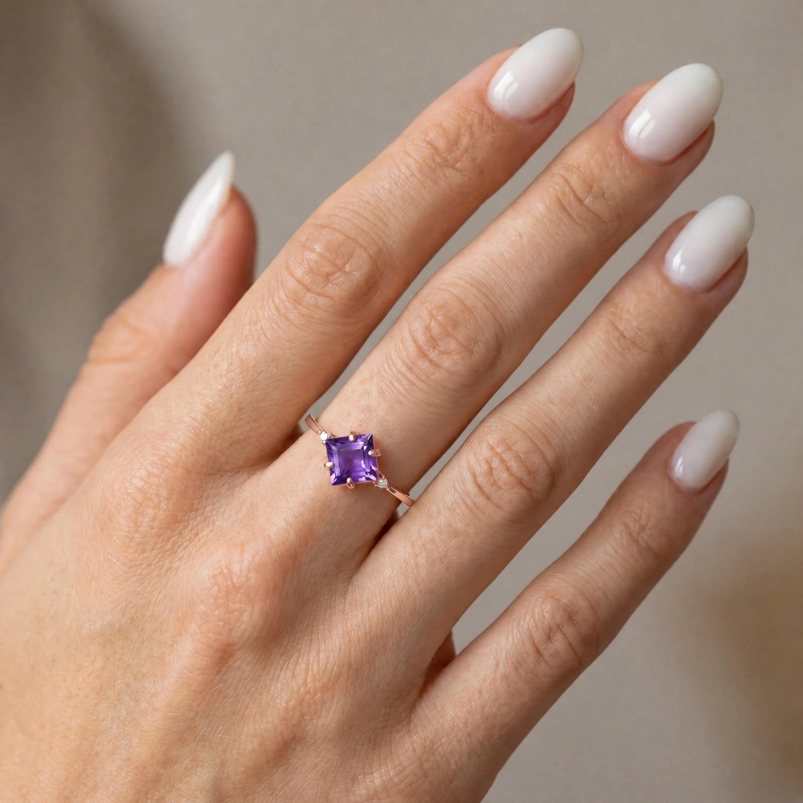 Rose Gold Belle Ring Amethyst 10K — Luciana