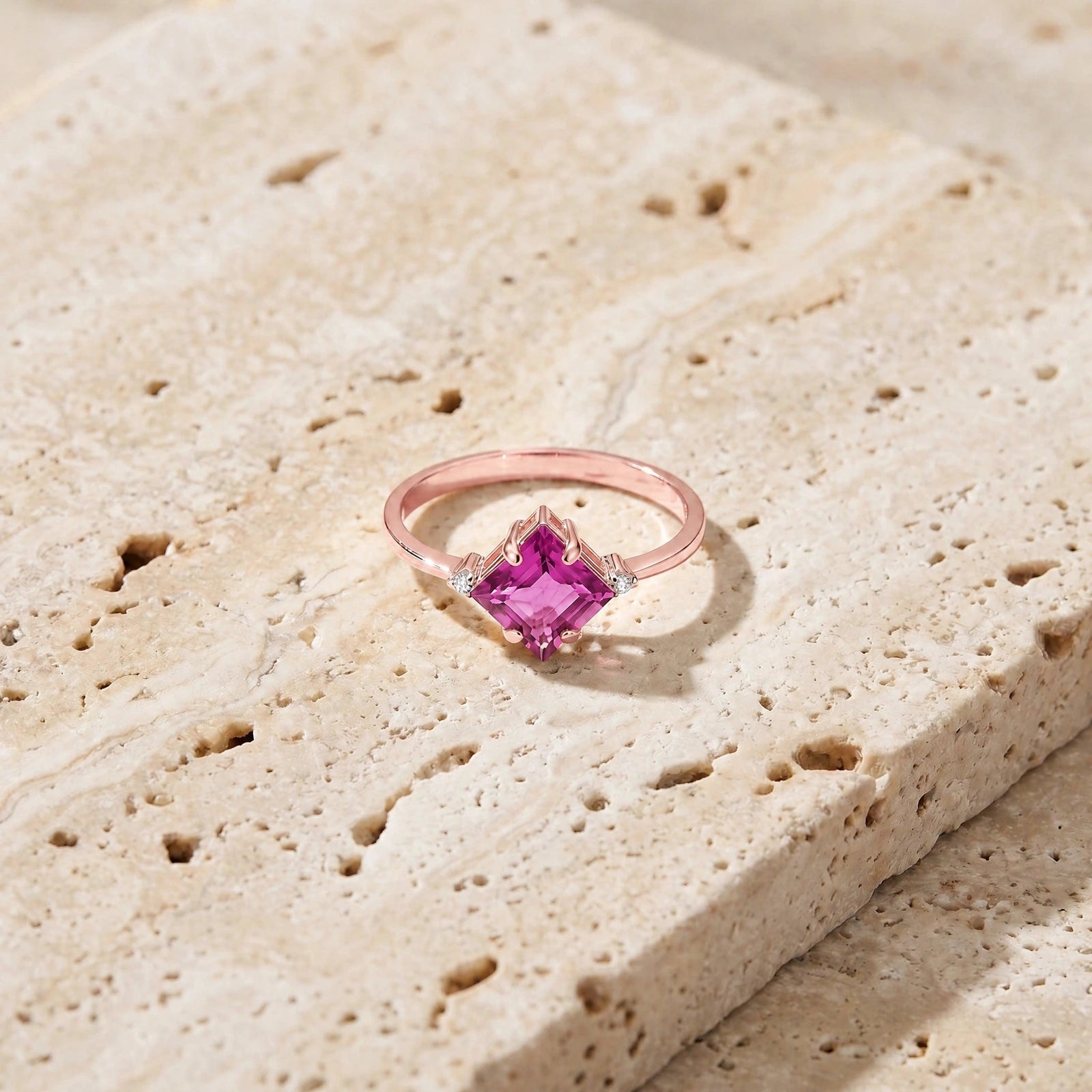 Rose Gold Belle Ring Pink Topaz 10K — Luciana
