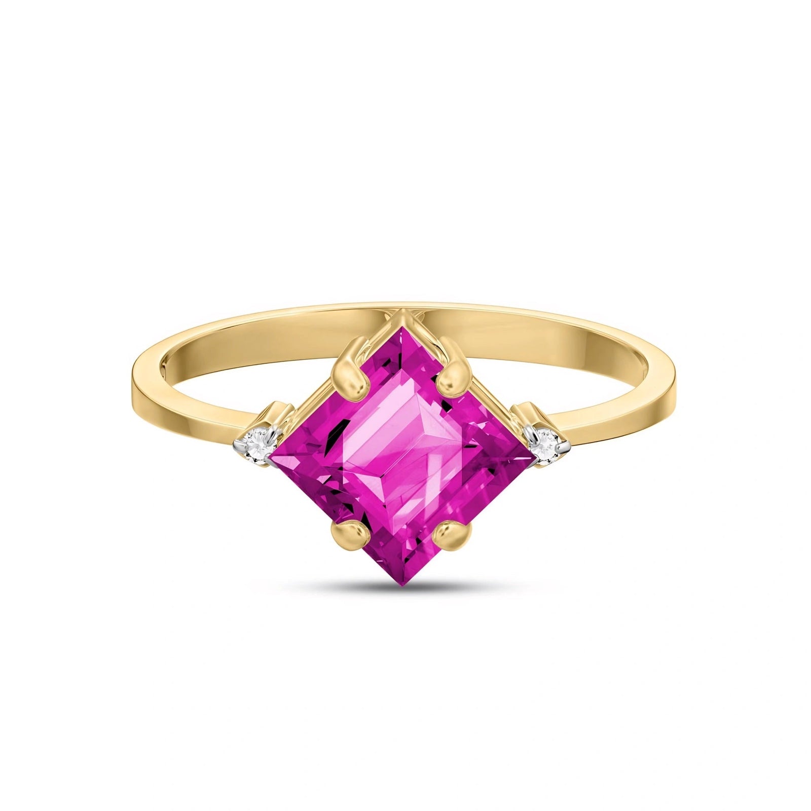 Yellow Gold Belle Ring Pink Topaz 10K — Luciana
