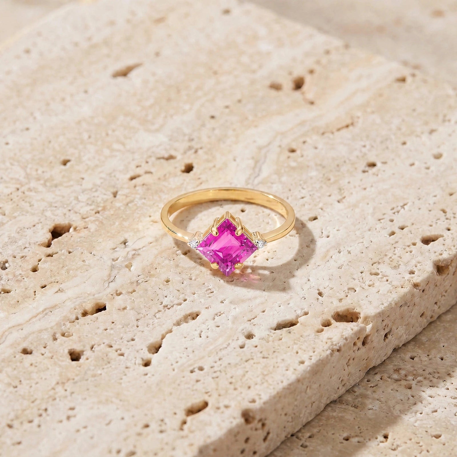 Yellow Gold Belle Ring Pink Topaz 10K — Luciana