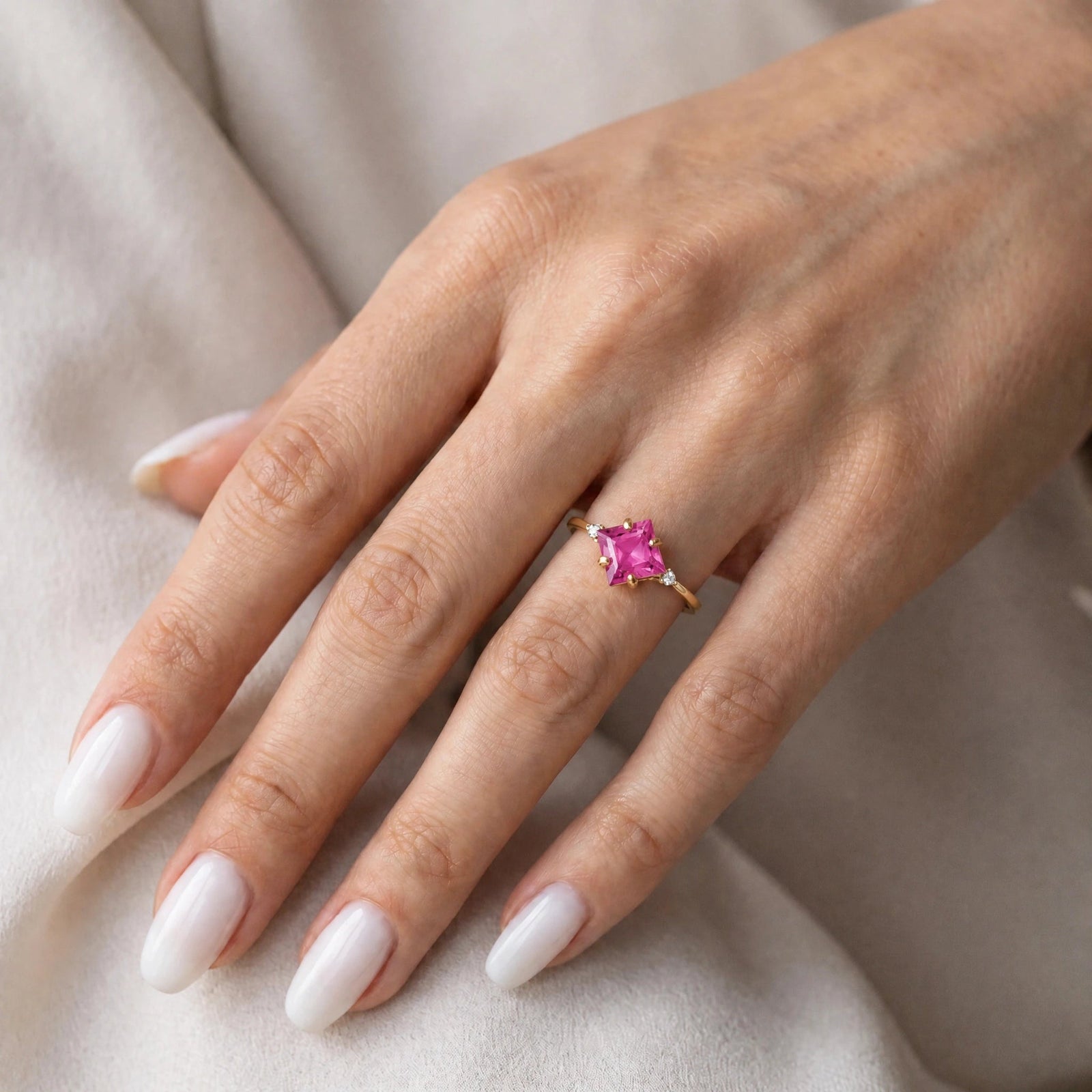 Yellow Gold Belle Ring Pink Topaz 10K — Luciana