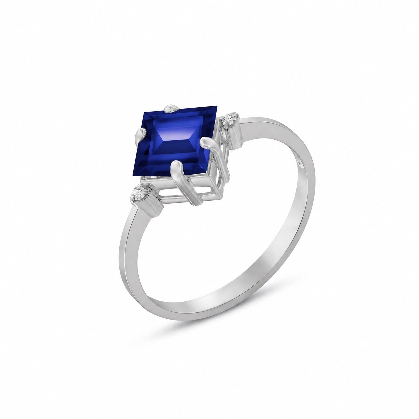 White Gold Belle Ring Sapphire 10K — Luciana