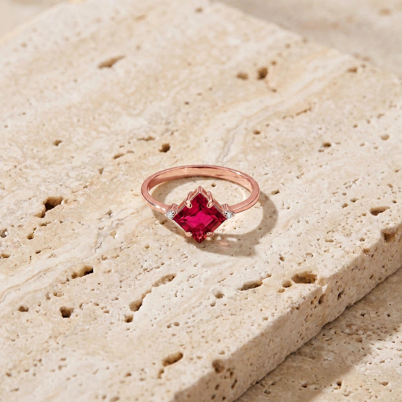 Rose Gold Belle Ring Ruby 10K — Luciana