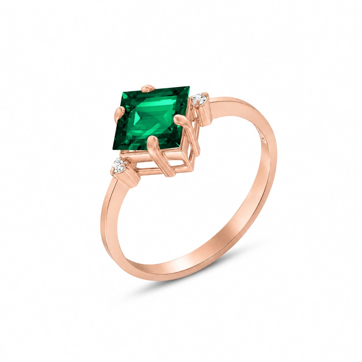 Rose Gold Belle Ring Emerald 10K — Luciana