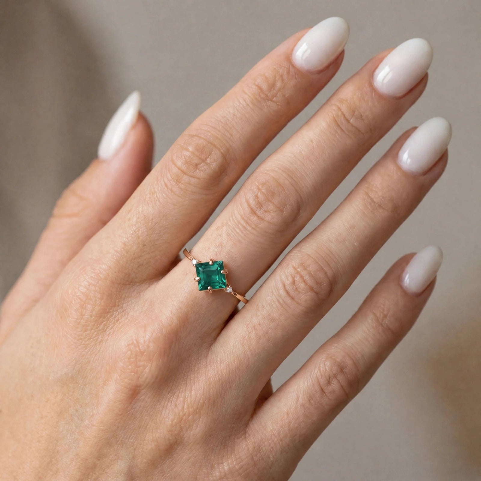 Rose Gold Belle Ring Emerald 10K — Luciana