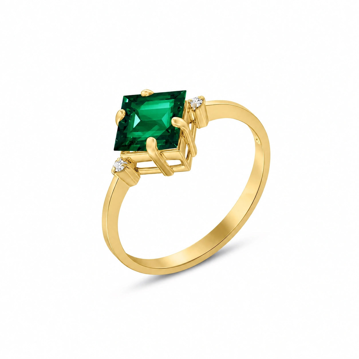 Yellow Gold Belle Ring Emerald 10K — Luciana