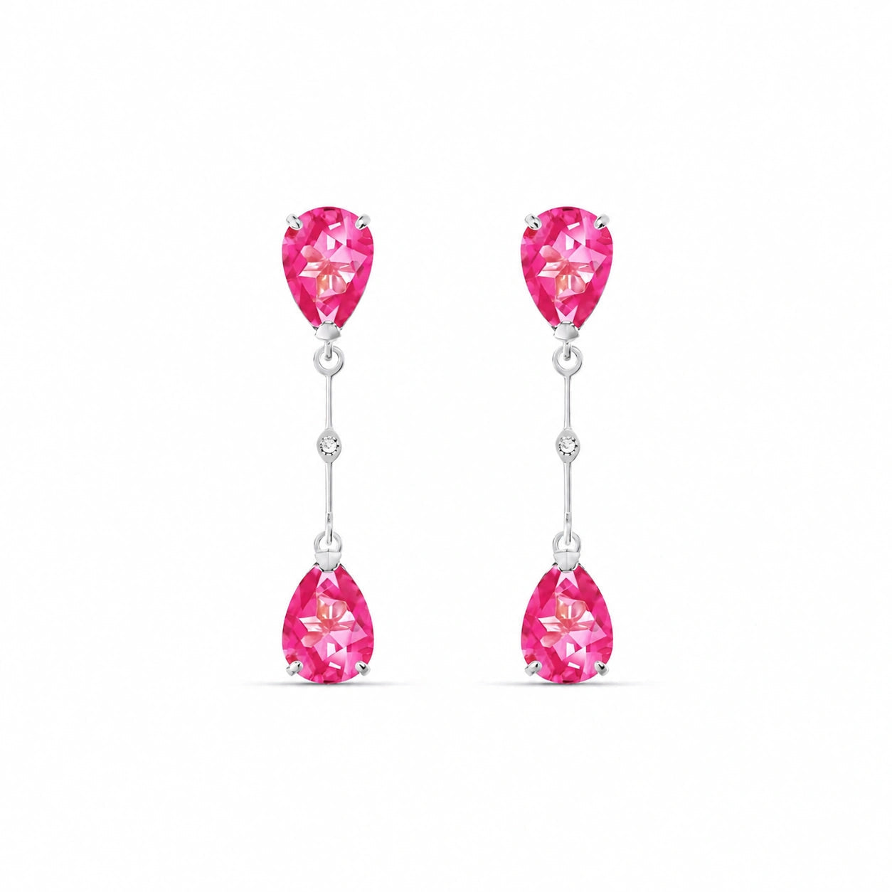White Gold Heritage Earrings Pink Topaz 10K — Paola
